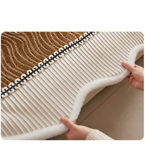 Soft chenille sofa cover with wavy irregular edges, perfect anti-slip protection for home.