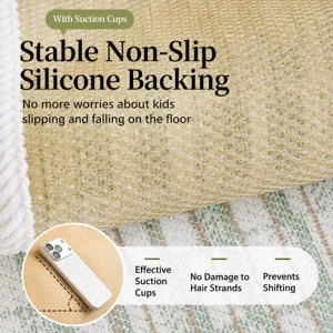 Chenille sofa cushion anti-slip backing main image showing textured silicone grip pattern.