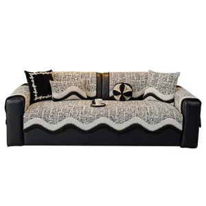 Copridivano stile vintage set nero e bianco cuscino protezione antiscivolo universale