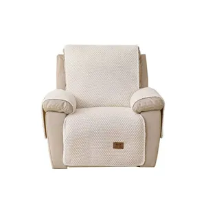 Housse de canapé inclinable en peluche beige, housse de protection chaude pour fauteuil de massage.