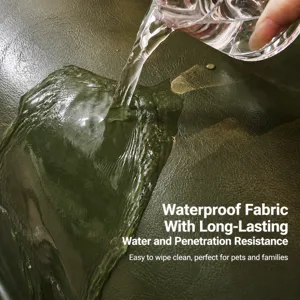 Green leather waterproof sofa cushion, luxury anti-scratch seat pad for living room.