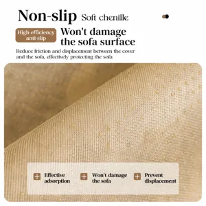Chenille bankmat detailweergave, antislip achterkant, zachte bescherming voor leren banken.