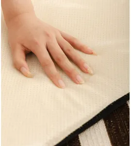 Vue du coussin de chaise rayé, montrant une douce texture chenille et son support anti-dérapant pratique.