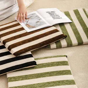 Coussin de chaise en chenille rayé confortable et doux pour la maison et le bureau déco