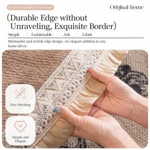 Housse de canapé chenille universelle quatre saisons antidérapante avec bordure en dentelle