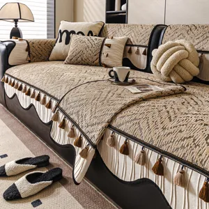 Chenille bankhoes universeel vier seizoenen retro stijl kwastjes ontwerp antislip luxe woonkamer