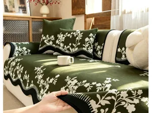 Funda de sofa floral retro, protector de cojín de tela antideslizante para salon.