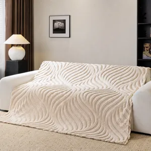 Pluche bankdeken crème golvende textuur hoes voor woonkamer winter gezellig interieur