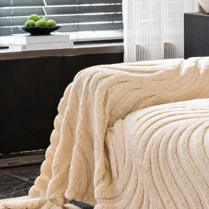 Verdikte pluche bankhoes deken crème golftextuur gezellige woonkamer huisdecoratie hoes