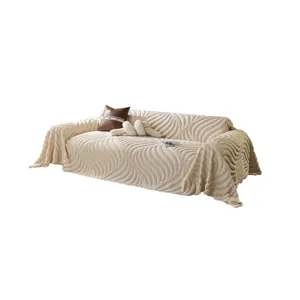 Premium pluche bankovertrek deken gestructureerde beige plaid woonkamer decoratie