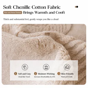 Soft chenille sofa cushion fabric cover, warm and breathable tactile textured material.
