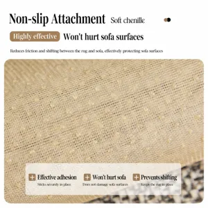 Tissu de housse de coussin de sofa antiderapant en chenille douce detail gros plan deco