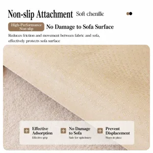 Modern chenille sofa cushion cover with anti-slip backing, soft fabric seat protector.