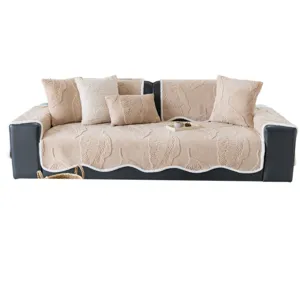 Plush Leaf Pattern Sofa Cover Set Soft Chenille Couch Slipcover for Living Room Home Decor