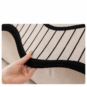 Chenille irregular wavy border sofa cushion cover mid-century striped slipcover new