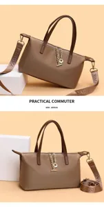 Waterproof nylon crossbody bag for women, stylish mini shoulder tote with chain detail.