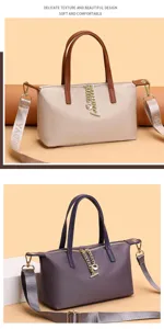 Waterproof nylon crossbody bag for women, stylish mini shoulder bag with chain detail.