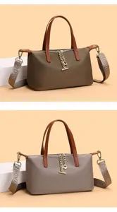 Waterproof nylon mini crossbody bag for women, stylish handbag with top handle and shoulder strap.