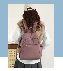 Casual nylon backpack large capacity travel bookbag for women stylish daily student school bag