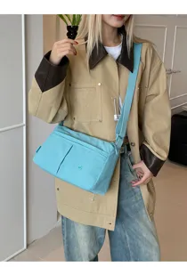 Light blue multi-layer nylon crossbody bag casual daily shoulder bag for women portable
