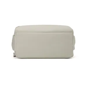 Detailed view of the casual nylon backpack in light gray, showing its spacious and neat shape.