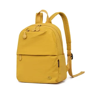 Compact yellow casual backpack, lightweight travel school bag for daily commute and students.