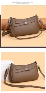 Stylish minimalist leather crossbody shoulder bag for women daily casual wear and commuting.