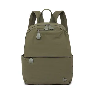 Casual green backpack for women, lightweight travel daypack, stylish daily school bookbag.