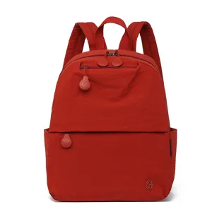 Red minimalist casual backpack for women daily commuting travel lightweight school book bag main