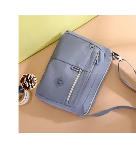 Women blue nylon crossbody bag casual waterproof shoulder bag trendy small square bag