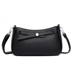 Women Fashion PU Leather Crossbody Bag Casual Vintage Solid Color Shoulder Bag Daily Commuting Handbag Stitching