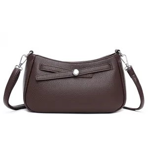 Stylish minimalist brown leather crossbody shoulder bag designed for casual daily wear.