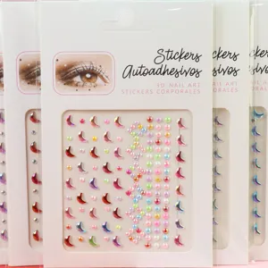 Autocollants strass 3D visage et ongles, diamants cristaux adhésifs pour maquillage des yeux.