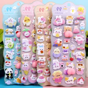 Simpatico Adesivo Rilievo 3D Squishy Animali Cartoon Bambini Adesivo Decompressione Orso Coniglio