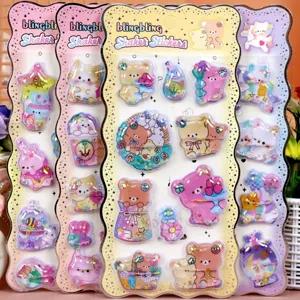 3D Shaker Water Stickers Cute Cartoon Animal Hot Stamping Glitter Deco Stickers For Scrapbooking DIY Journal Kids Gift