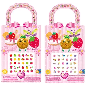 Kids cartoon fruit butterfly nail stickers waterproof lovely manicure decals set for girls