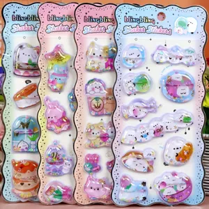 3D puffy shaker stickers cute cartoon animal waterproof DIY stationery reward sticker packs