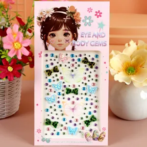 3D Nagelkunst Kristall Strass Aufkleber, Schmetterling Gesicht und Körper Edelsteine Schmuck