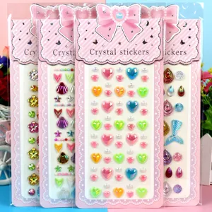 Kids DIY Acrylic Rhinestone Crystal Diamond Stickers Mixed Cute Patterns Adhesive Craft Decor