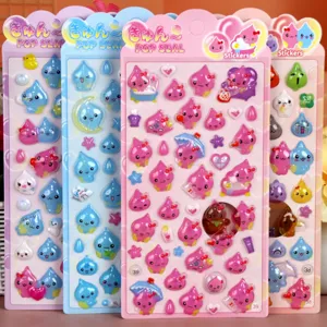 3D reliëf schattige waterdruppel kristal stickers kawaii esthetische briefpapier