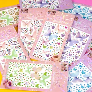 Colorful Butterfly Heart Face Body Gem Stickers AB Crystal Rhinestone Adhesive Makeup Nail Art Decals For Party