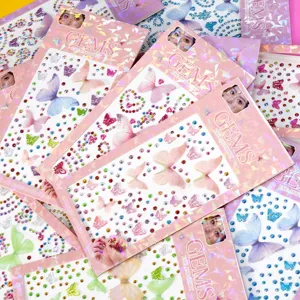 Holographic butterfly rhinestone face body sticker 3D crystal gem decal DIY makeup
