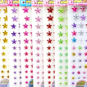 Kids Acrylic Crystal Rhinestone Stickers Five-Pointed Star Self-Adhesive Decals For Birthday Party Makeup Decoration