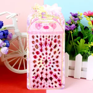 Pink oval rhinestone crystal sticker gems for phone and car decoration product close view