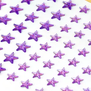 Purple star acrylic rhinestone crystal stickers decorative detail close-up display view