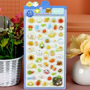 3D puffy sticker cartoon cute animals food jewel sticker for kids DIY decoration gift