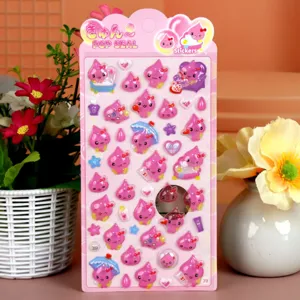 3D Leuke Waterdruppel Stickers Kawaii Hars Kristal Sticker voor Scrapbooking DIY Ambachten