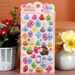 Leuke 3D waterdruppel stickers vel, kleurrijke kristallen epoxy stickers voor dagboek deco.