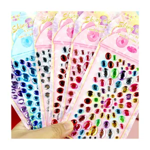 Colorful acrylic rhinestone stickers, self-adhesive crystal gems for phone and car crafts.