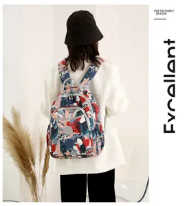 Grande zaino da donna stampato leggero impermeabile in nylon tempo libero borsa viaggio